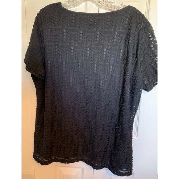 Calvin Klein textured semi-sheer blouse black XXL - Picture 3 of 7